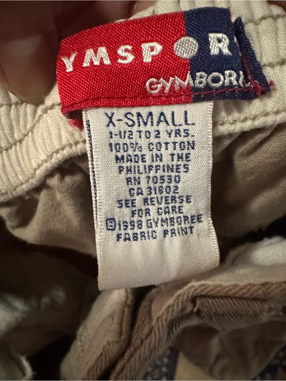 Gymboree Beige Cotton Kids Shorts with Red/Navy Brand Tag vintage  Size 2 year